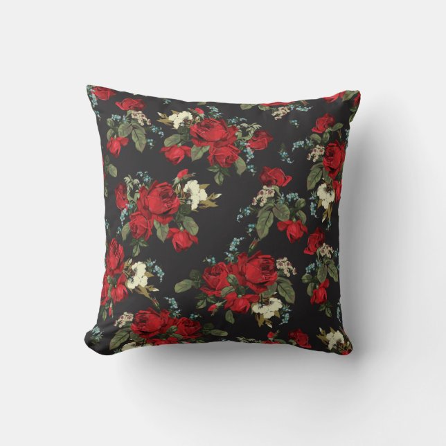 Coussin Belles Roses rouges Abstraites (Recto)