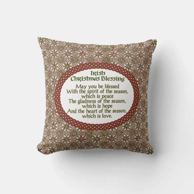 Coussin Bénédiction irlandaise de Noël, vacances celtiques (Recto)