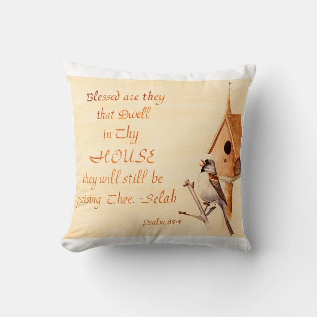 Coussin béni de vers d'écriture sainte de moineau (Recto)