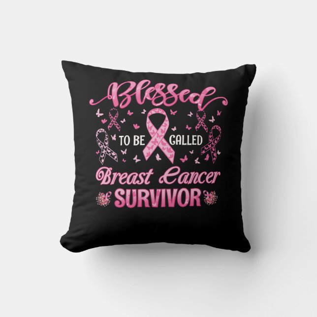 Coussin Béni D'Être Appelé Cancer Du Sein Survivant Rose R (Recto)