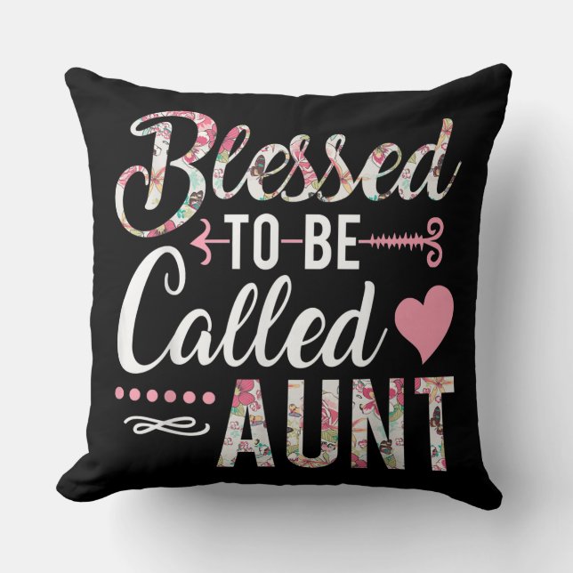 Coussin Béni D'Être Appelé Tante Florale Femme Cadeau (Recto)