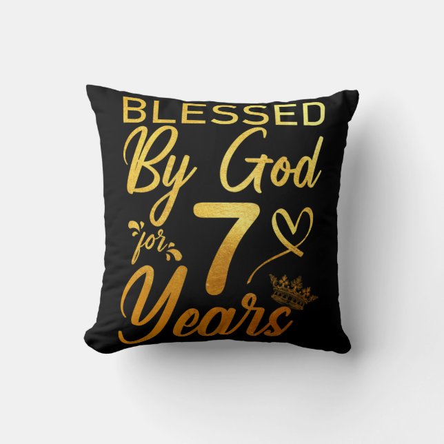 Coussin Béni par Dieu pendant 70 ans 70e anniversaire Foi (Recto)