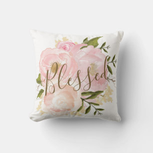 Coussin BÉNI/rougissent les pivoines florales d'aquarelle
