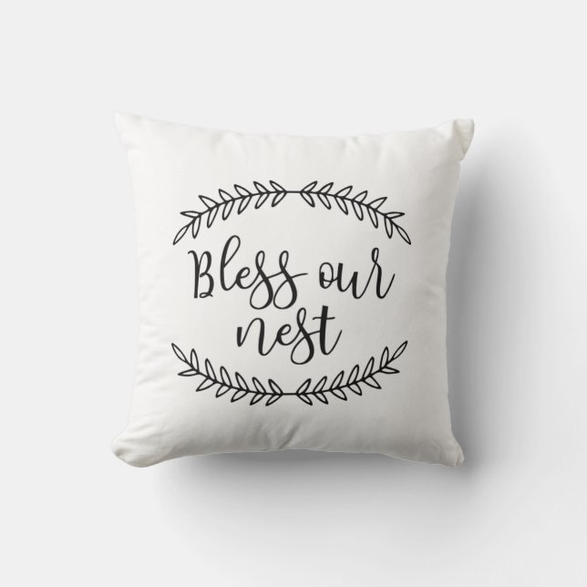 Coussin Bénissez notre carreau de ferme du nid | (Recto)