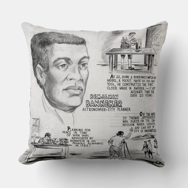 Coussin Benjamin Banneker : Black Scientist & Revolutionar (Recto)