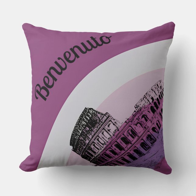 Coussin Benvenuto Rome Colosseum Art Rétro Jeu d'Oreiller (Recto)