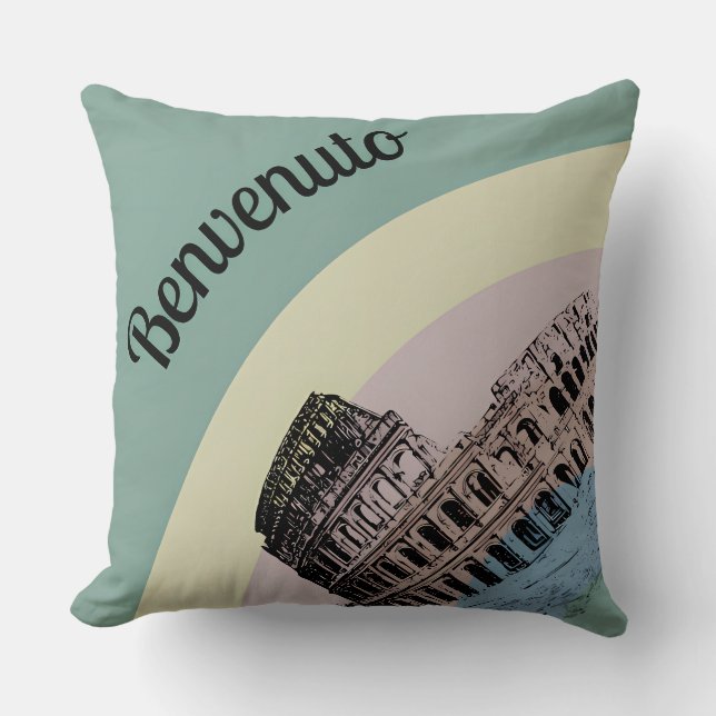 Coussin Benvenuto Rome Colosseum Art Rétro Jeu d'Oreiller (Recto)