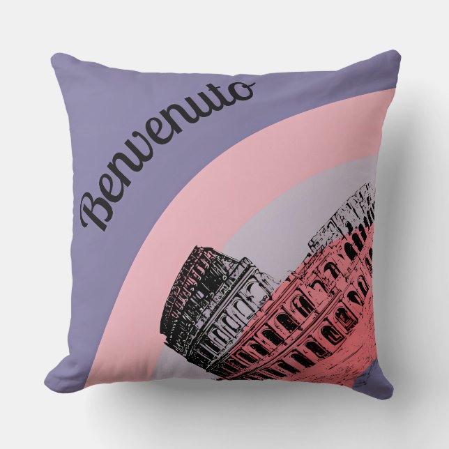 Coussin Benvenuto Rome Colosseum Art Rétro Jeu d'Oreiller (Recto)