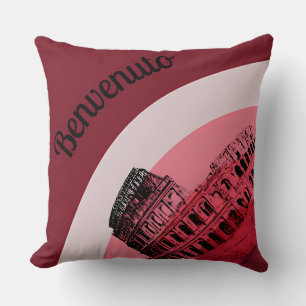 Coussin Benvenuto Rome Colosseum Art Rétro Jeu d'Oreiller