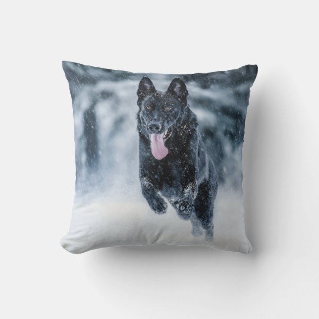 Coussin Berger allemand noir dans la couverture de duvet d (Recto)