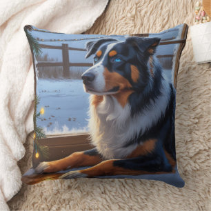 Coussin Berger Australien avec lumières de Noël pour les F