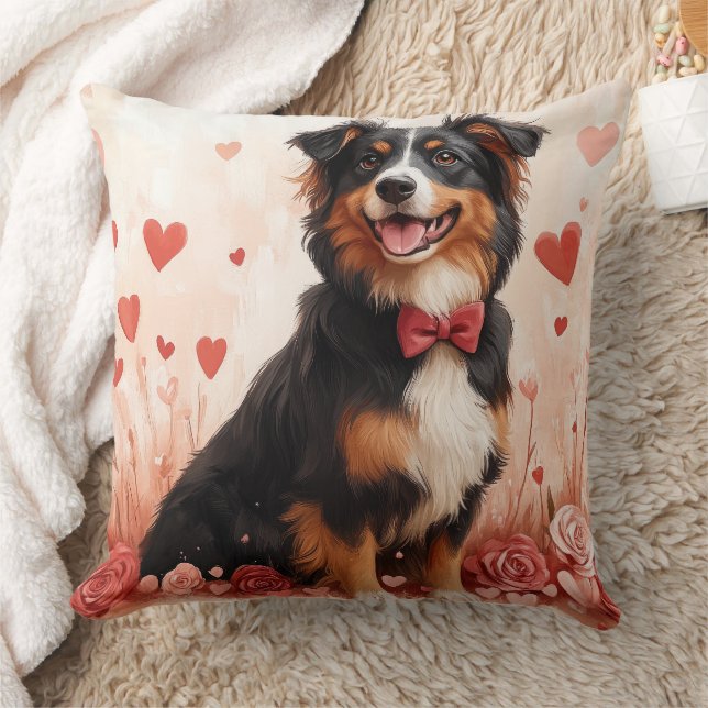 Coussin Berger australien avec Rose - Saint Valentin (Couverture)
