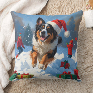 Coussin Berger belge Scène de neige festive de Noël