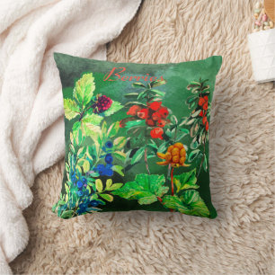 Coussin Berries, bleuets, myrtilles, fraises