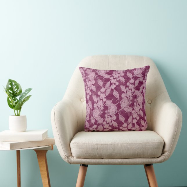 Coussin Berries et fleurs Purple Floral (Chaise)