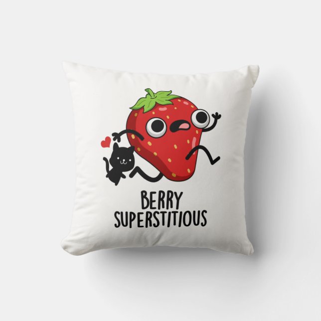 Coussin Berry Superstitieux Fruit Pun (Recto)