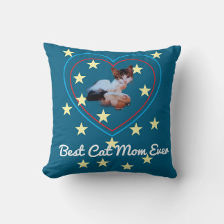 Coussin Best Cat Mom Ever Customize Photo Humor Text  