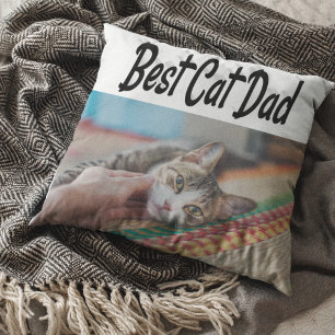 Coussin Best Chat Papa Photo Texte noir