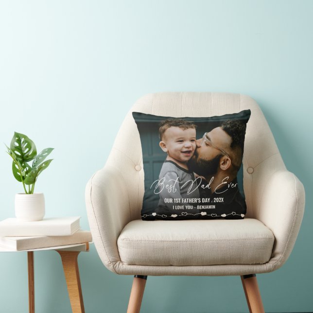 Coussin Best Dad Ever Photo 1st Fathers Day (Chaise)