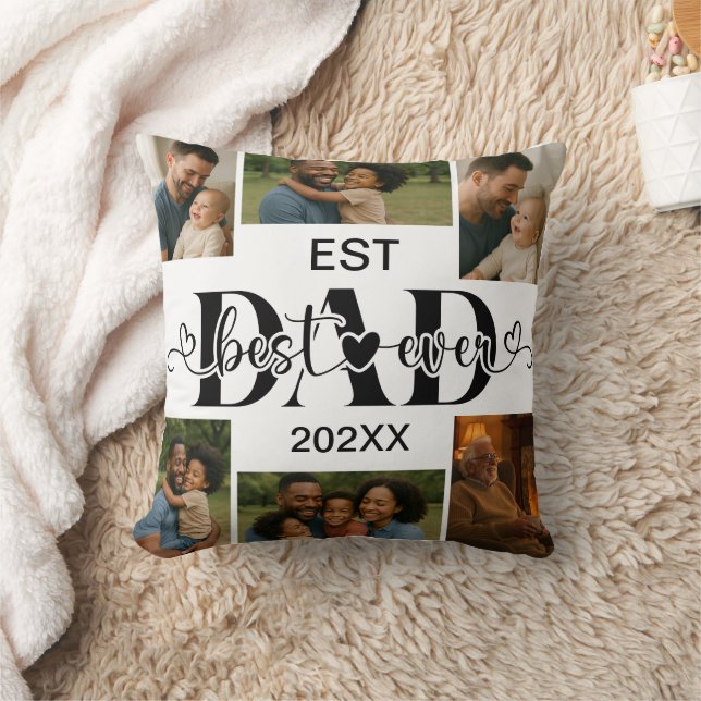 Coussin Best Father Ever Throw Pillow – Personalized Photo (Couverture)