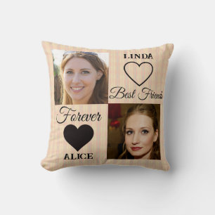 Coussin Best Friends Forever BFF Cadeau Peach Photo Collag