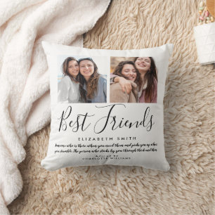 Coussin Best Friends Modern Elegant Script Citation Photo