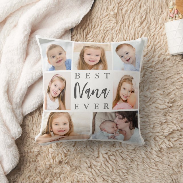 Coussin BEST GRANDMA EVER 7 Photo Collage personnalisé (Couverture)