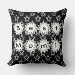 Coussin Best Mom Stars en Neon Arrière - plan blanc et noi