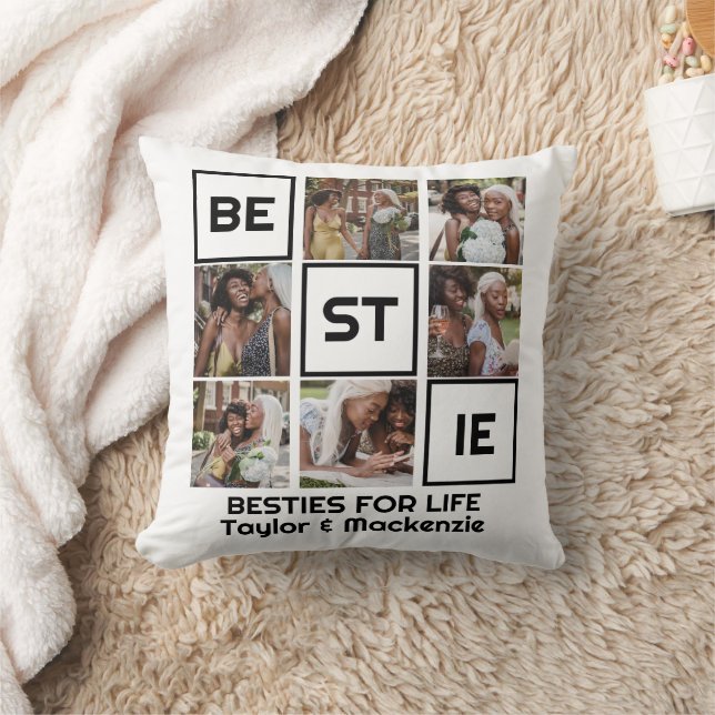 Coussin Bestie Best Friends 7 Photos et Texte Personnalisé (Couverture)