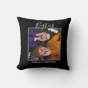 Coussin Besties BFF Photo Meilleur Ami Nom Noir