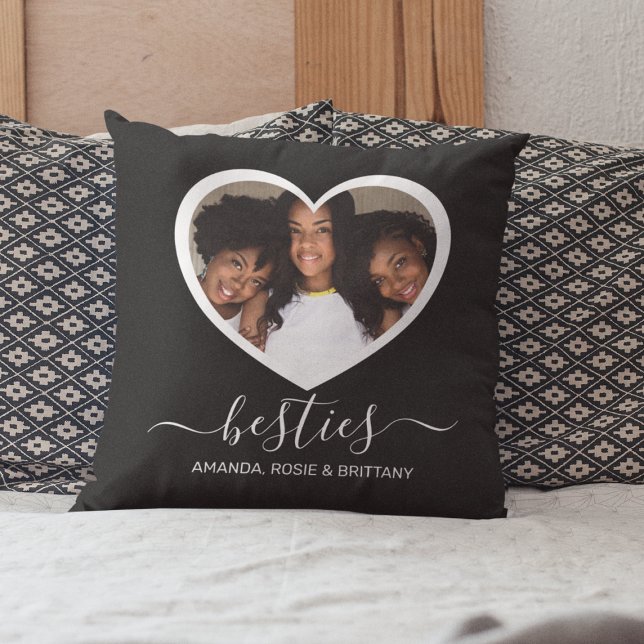 Coussin Besties coeur Photo Jeu d'oreiller (Créateur téléchargé)