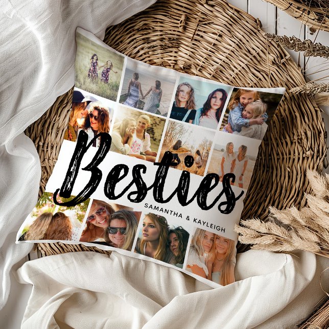 Coussin BESTIES, Photo Collage & Names | BFF (Créateur téléchargé)