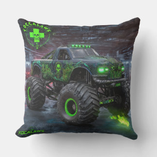 Coussin Bête de marais : Monster Truck Crâne Toxique