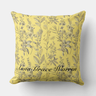 Coussin Beurre Jaune Antique Vieux Motif botanique 4