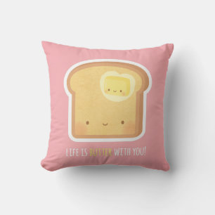 Coussin Beurre mignon et Toast Couple drôle Amour Pun