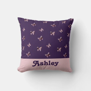 Coussin Beurre rose violet jolie Satin Papillon Motif Anim