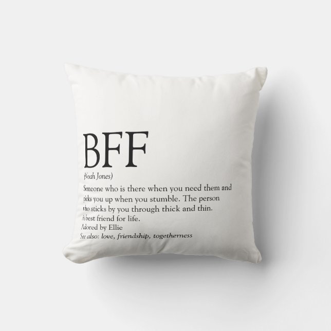 Coussin BFF Définition meilleur ami noir et blanc (Recto)