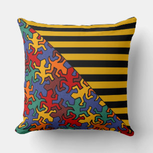 Coussin BG Stripes Motif wride noir + geckos mosaïque