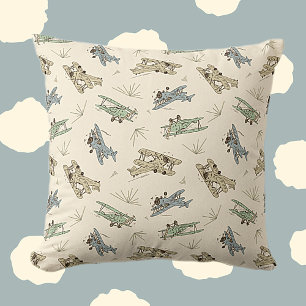 Coussin Bi-plans Art déco rugissant - motif vert bleu.