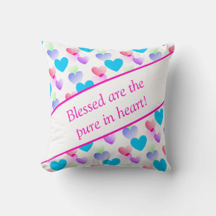 Coussin Bible personnalisée Verse Coeurs Élégant rose amus