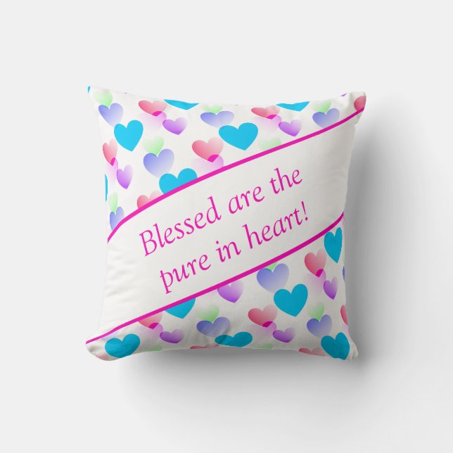Coussin Bible personnalisée Verse Coeurs Élégant rose amus (Recto)
