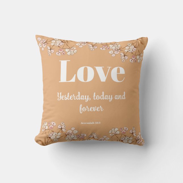 Coussin Bible verse Crème Caramel Floral (Recto)