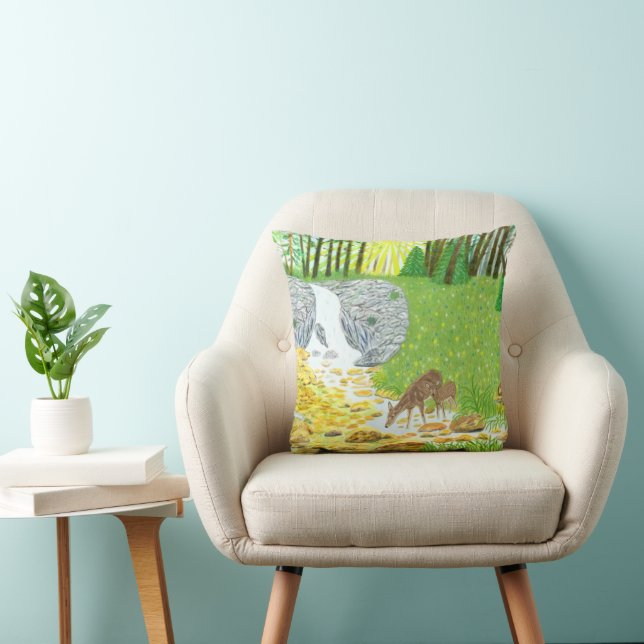 Coussin Biche et faon (Chaise)