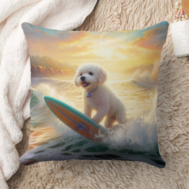 Coussin Bichon Frise Beach Plage Surf Peinture (Couverture)