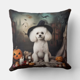 Coussin Bichon Frisé Citrouilles Halloween Épouvantable