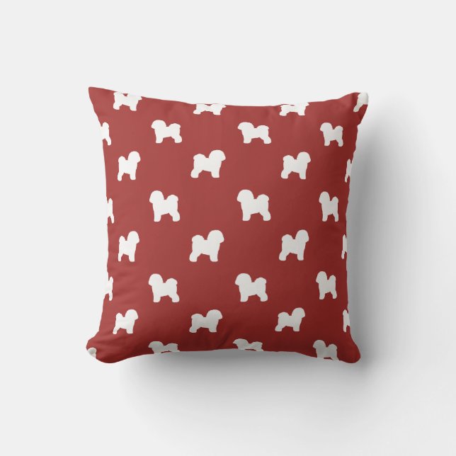 Coussin Bichon Frise Silhouettes Rouge Motif (Recto)