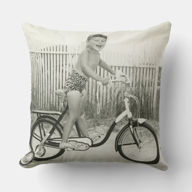 Coussin Bicyclette d'équitation de fille (Recto)