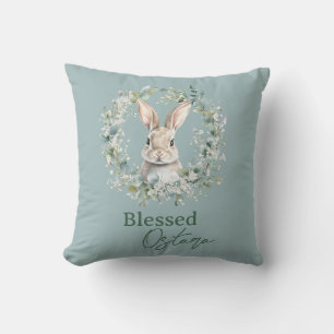 Coussin Bienheureux Lapin Ostara Printemps Pâques