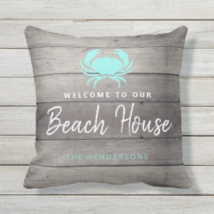 Coussin Bienvenue À Notre Beach House Coastal Personnalis