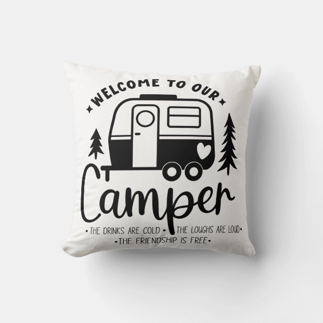 Coussin Bienvenue À Notre Camper (Recto)